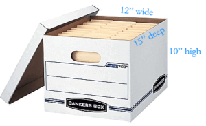 banker box size and measurements. 